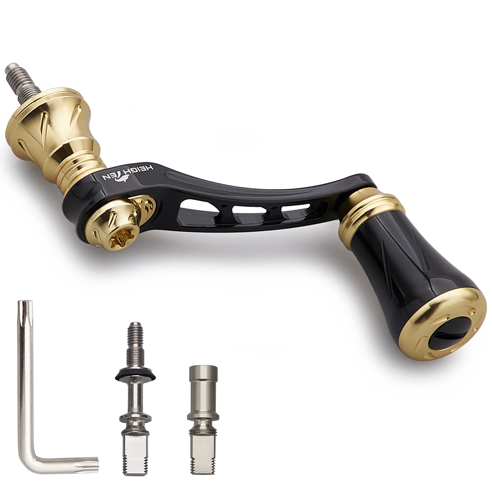 HEIGHTEN 45-50mm可変 リール ハンドル 19mm アルミ ノブ 搭載 シマノ ダイワ 通用 スピニングリール 用 Arch Series