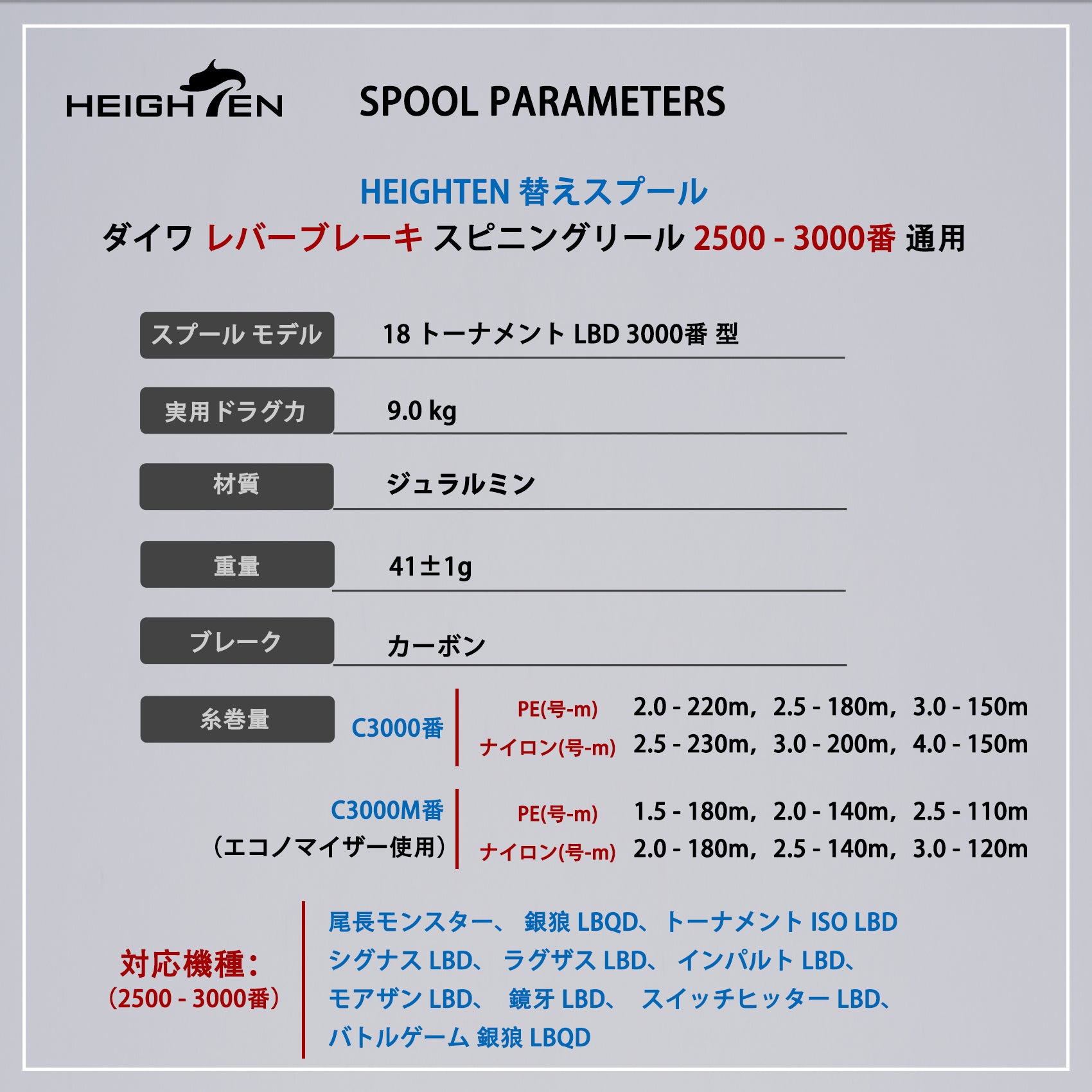 HEIGHTEN リール スプール DAIWA ダイワ レバーブレーキ スピニングリール 2500 3000番 通用 替えスプール トーナメント 型
