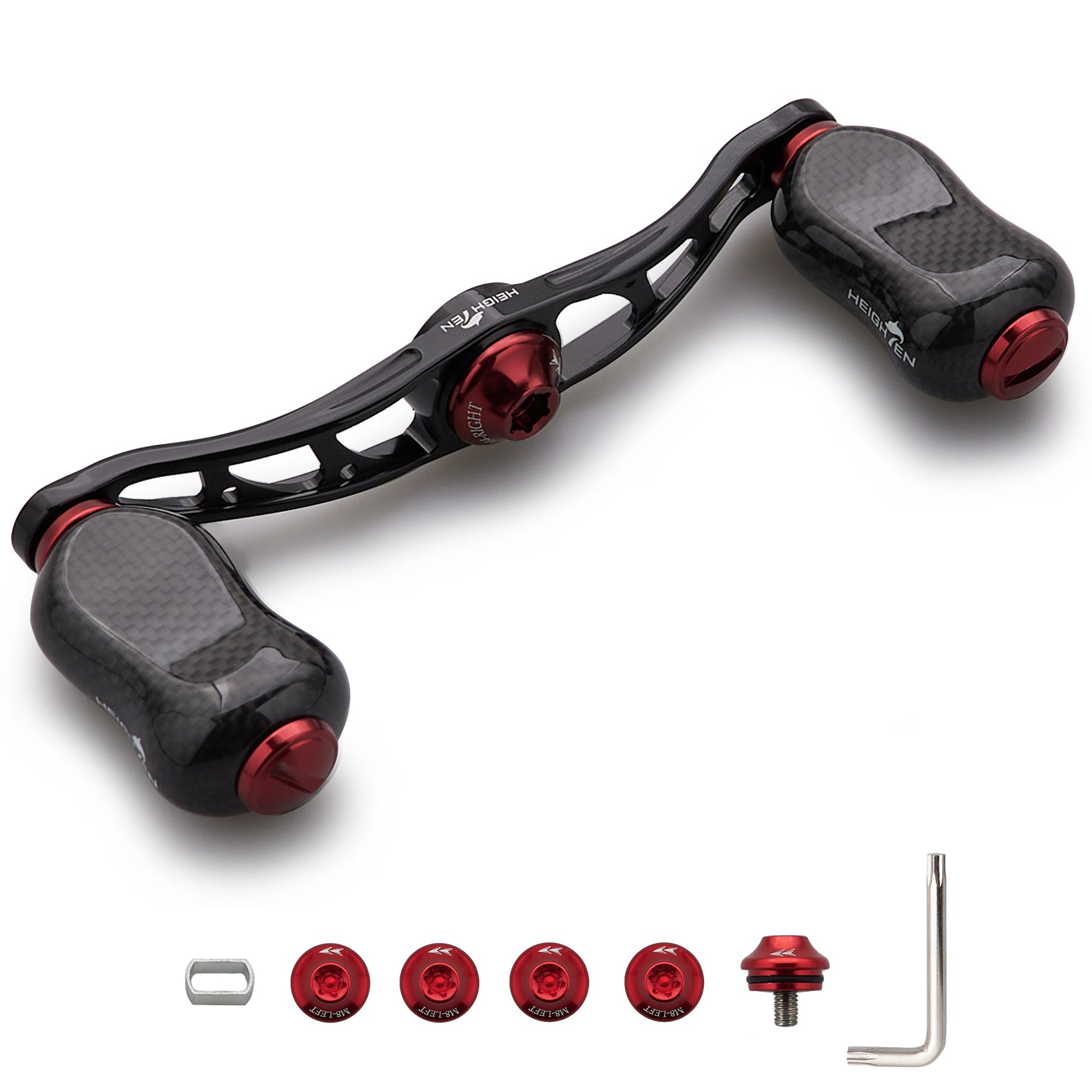 HEIGHTEN 90mm リール ハンドル 21mm カーボンノブ搭載 シマノ(SHIMANO) ダイワ(DAIWA) アブ(Abu) 通用 ベイトリール 用 Arch Gourd Series