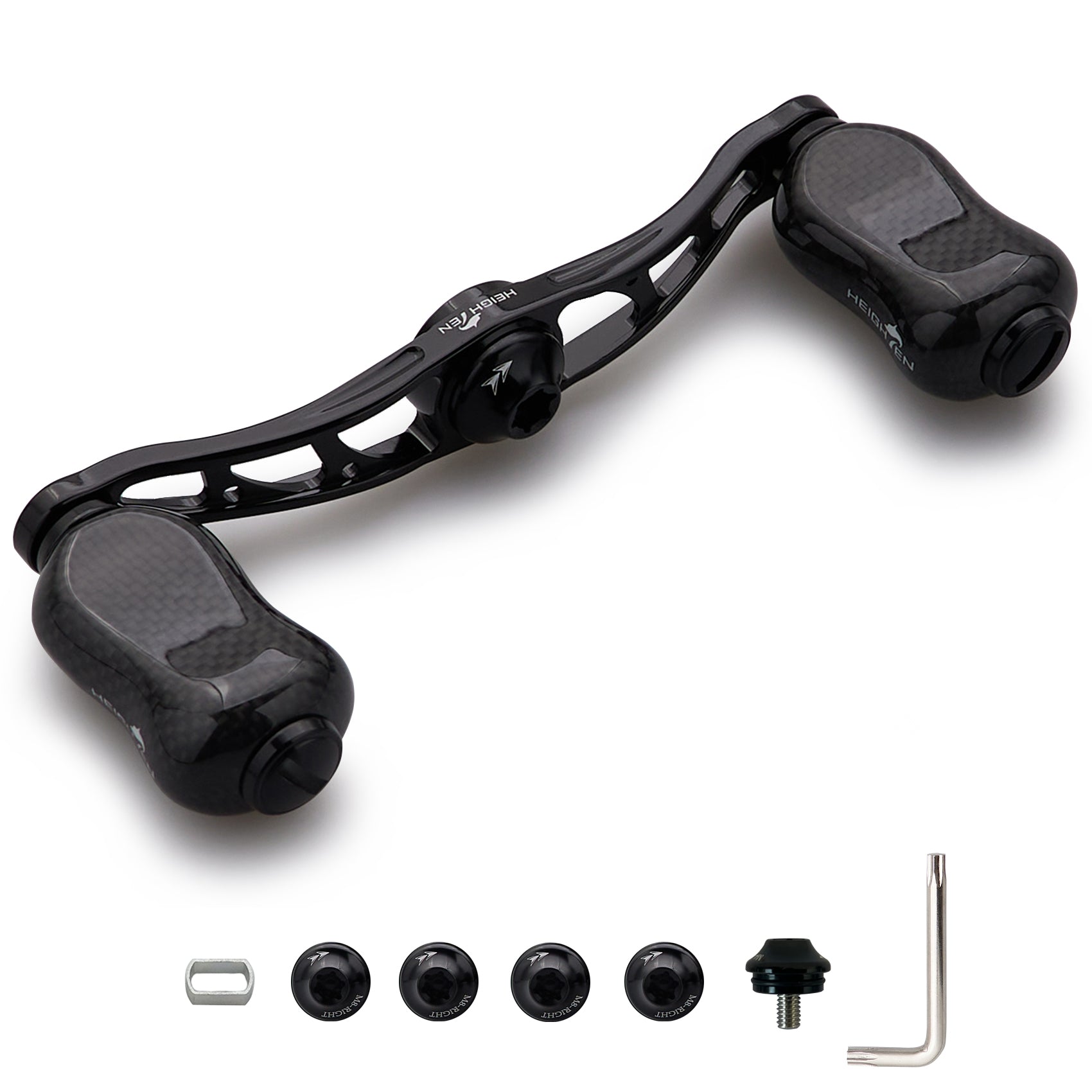 HEIGHTEN 90mm リール ハンドル 21mm カーボンノブ搭載 シマノ(SHIMANO) ダイワ(DAIWA) アブ(Abu) 通用 ベイトリール 用 Arch Gourd Series