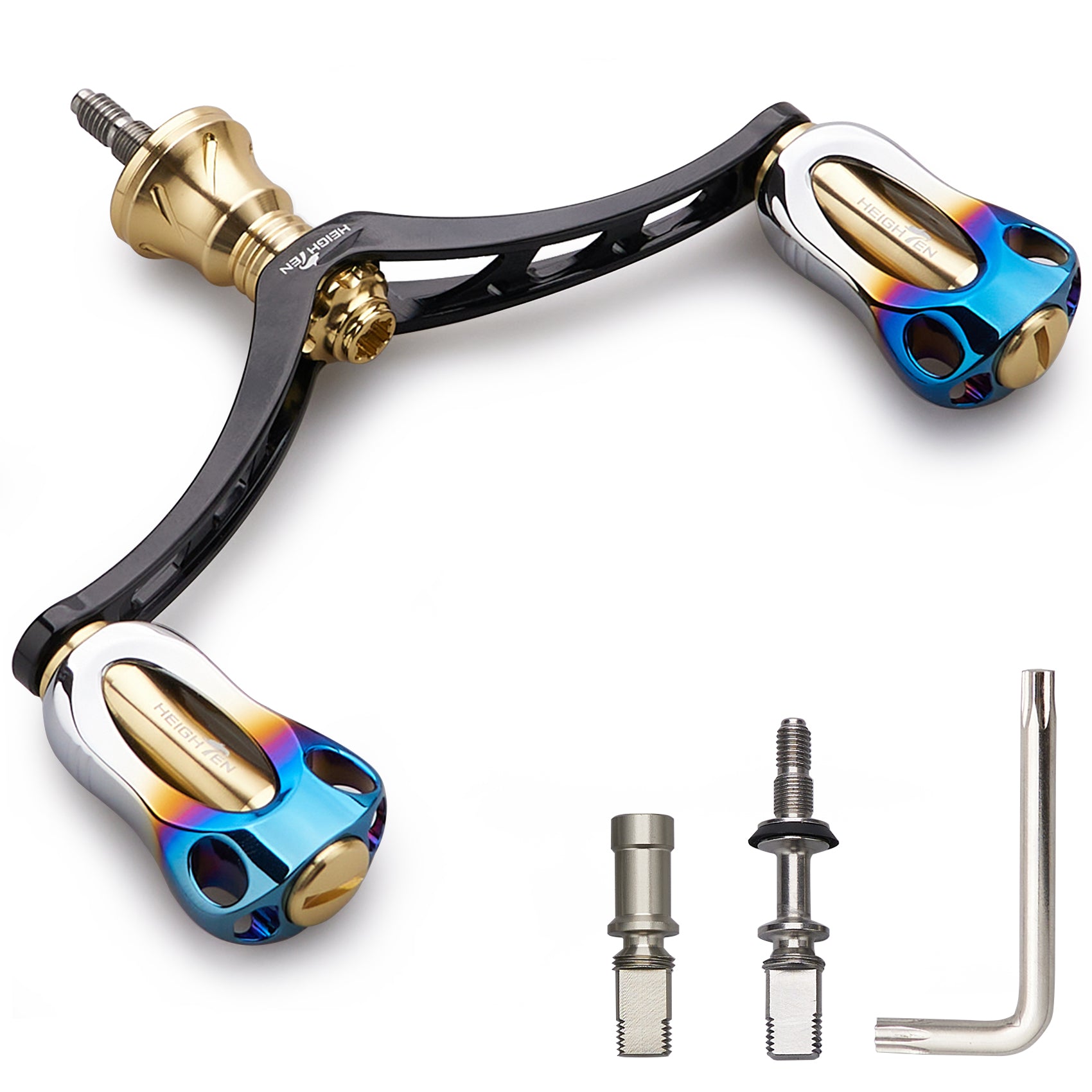 HEIGHTEN 98mm リール ハンドル 22mm 焼き色ノブ 搭載 シマノ ダイワ 通用 スピニングリール用 Aurora Series