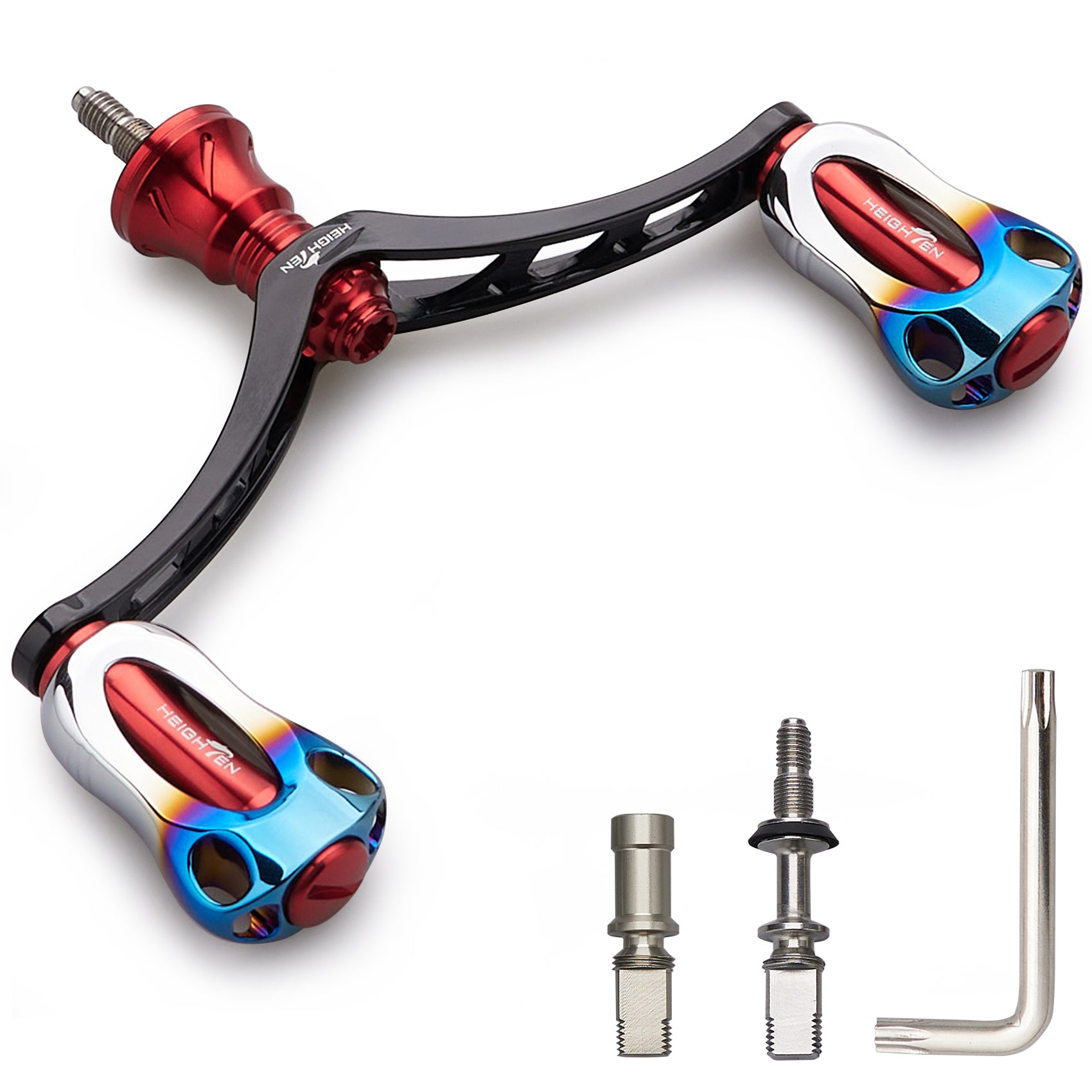 HEIGHTEN 98mm リール ハンドル 22mm 焼き色ノブ 搭載 シマノ ダイワ 通用 スピニングリール用 Aurora Series