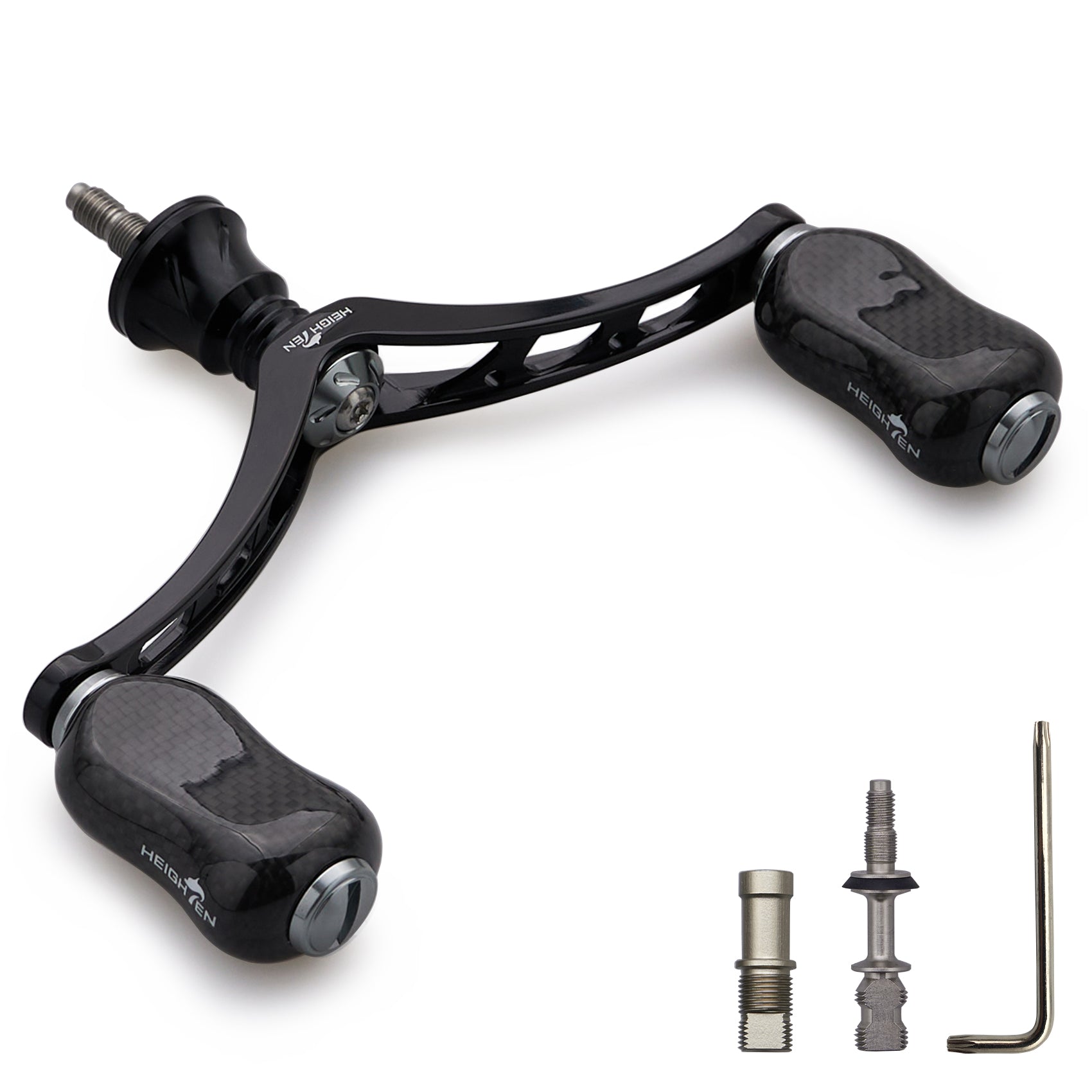 HEIGHTEN 98mm リール ハンドル 21mm カーボン ノブ 搭載 シマノ ダイワ 通用 スピニングリール用 Gourd Series