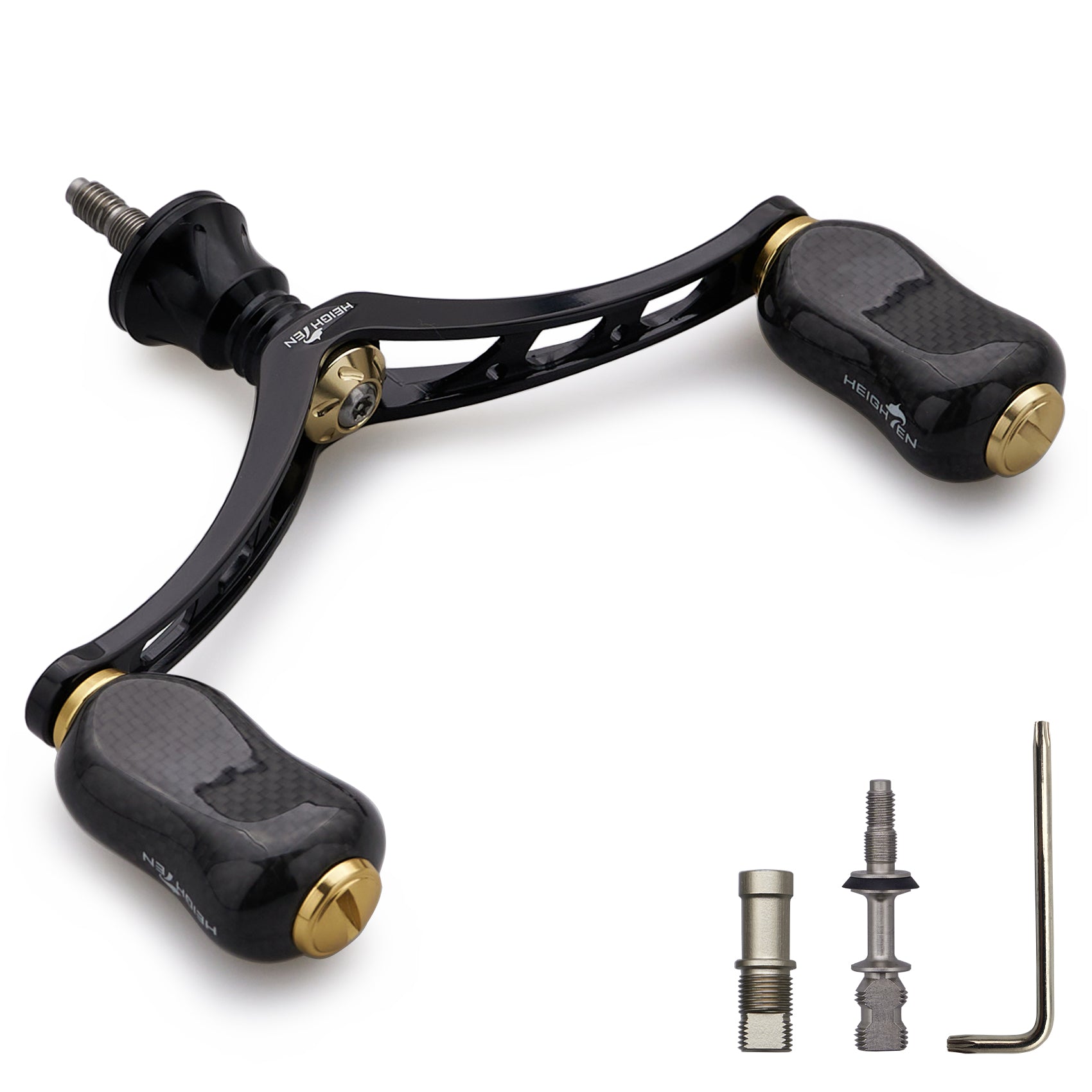 HEIGHTEN 98mm リール ハンドル 21mm カーボン ノブ 搭載 シマノ ダイワ 通用 スピニングリール用 Gourd Series