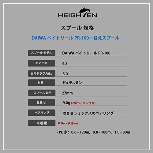 HEIGHTEN ベイトリール スプール ダイワ(DAIWA) PR100 替えスプール ベアリング付き