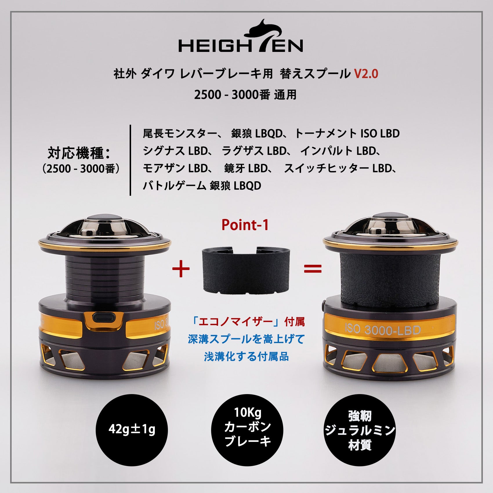 HEIGHTEN リール スプール DAIWA ダイワ レバーブレーキ スピニングリール V2.0 替えスプール 2500 3000番 通用 トーナメント 型