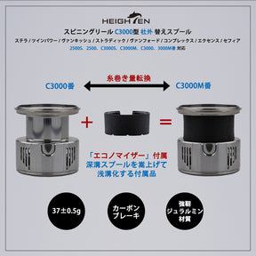 HEIGHTEN リール スプール 浅溝 2500S 替えスプール 2500から3000番対応