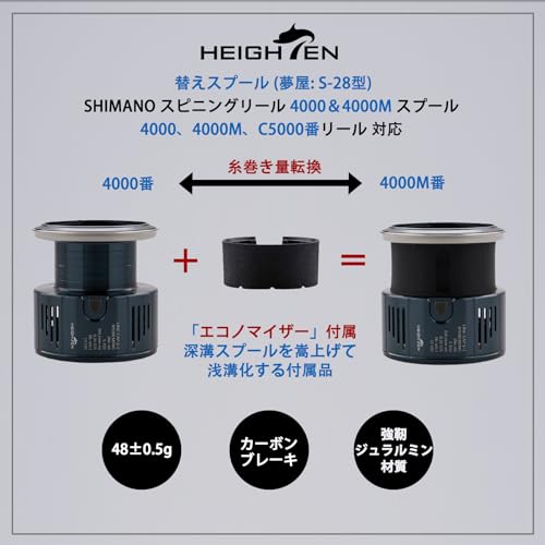 HEIGHTEN リール スプール 夢屋S-28型 替えスプール 4000番から5000番対応