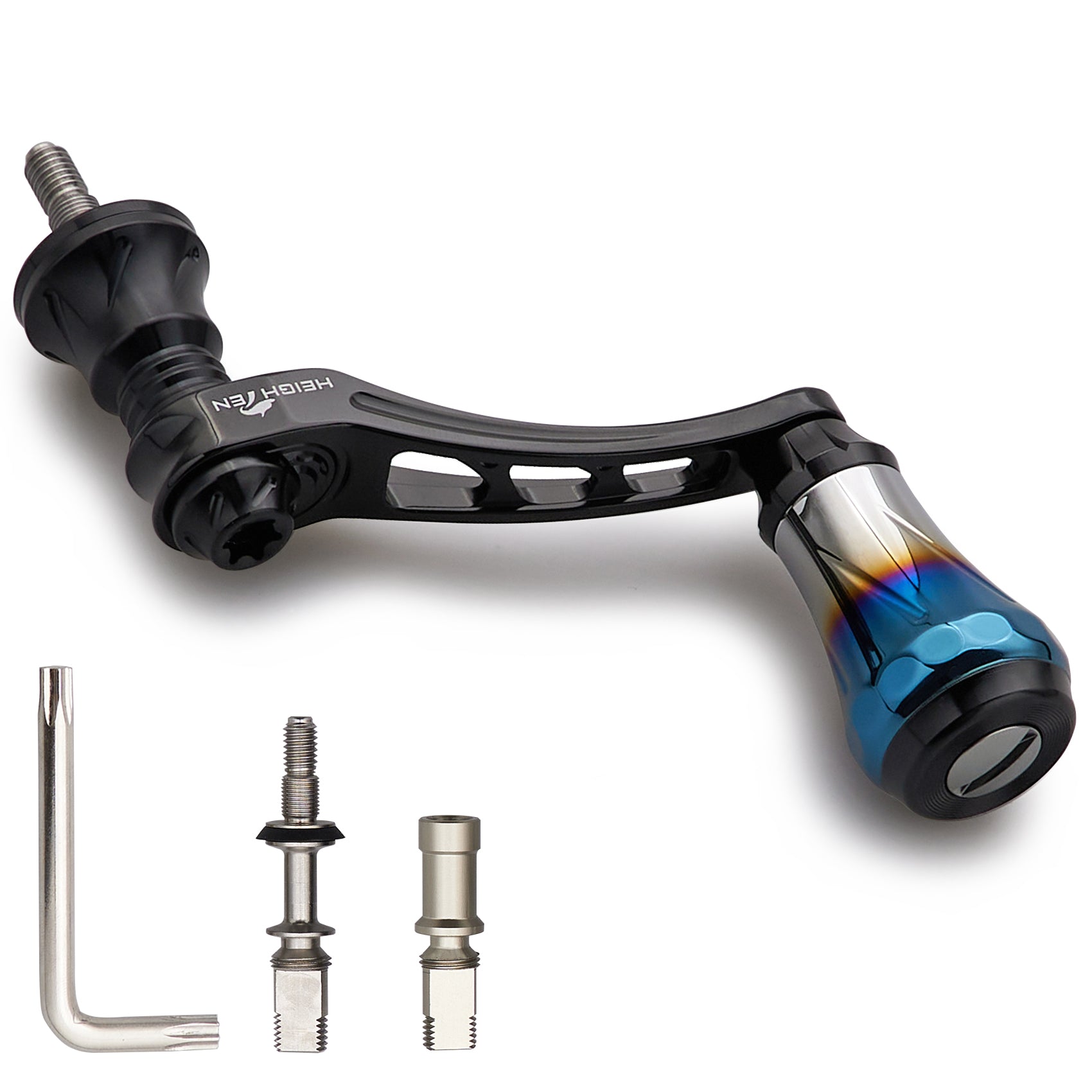 HEIGHTEN 45-50mm可変 リール ハンドル 6.8g 20mm 焼き色アルミ ノブ 搭載 シマノ ダイワ 通用 スピニングリール 用 Arch Aurora Series