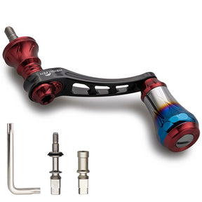 HEIGHTEN 45-50mm可変 リール ハンドル 6.8g 20mm 焼き色アルミ ノブ 搭載 シマノ ダイワ 通用 スピニングリール 用 Arch Aurora Series
