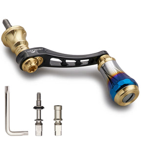 HEIGHTEN 45-50mm可変 リール ハンドル 6.8g 20mm 焼き色アルミ ノブ 搭載 シマノ ダイワ 通用 スピニングリール 用 Arch Aurora Series