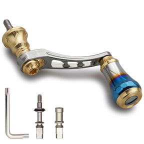 HEIGHTEN 45-50mm可変 リール ハンドル 6.8g 20mm 焼き色アルミ ノブ 搭載 シマノ ダイワ 通用 スピニングリール 用 Arch Aurora Series