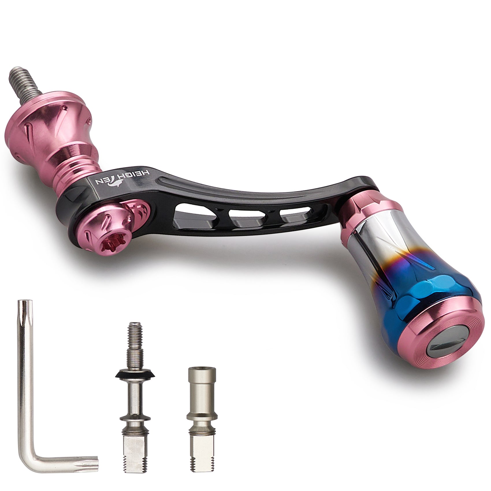 HEIGHTEN 45-50mm可変 リール ハンドル 6.8g 20mm 焼き色アルミ ノブ 搭載 シマノ ダイワ 通用 スピニングリール 用 Arch Aurora Series