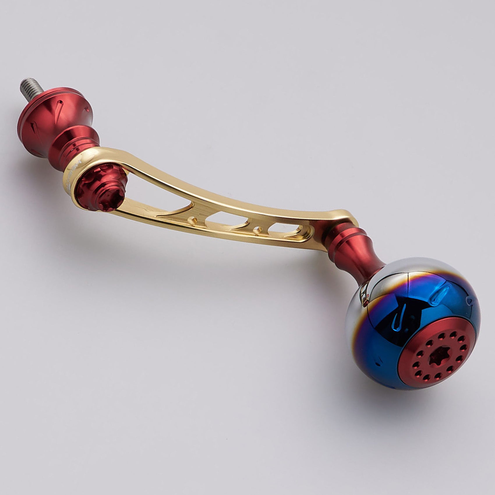 MAD CRAWL リールハンドル ゴールド/パープル Oリング付き HEIGHTEN 56mm リール ハンドル ネジ込み式