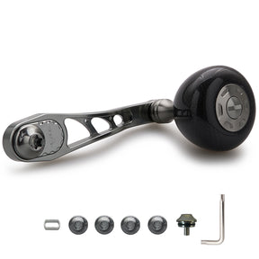 HEIGHTEN 65/75mm可変 リール ハンドル 36mm カーボン製 ハンドルノブ 搭載 シマノ(SHIMANO) ダイワ(DAIWA) アブ(Abu) ベイトリール 通用 Arch Carbon Series