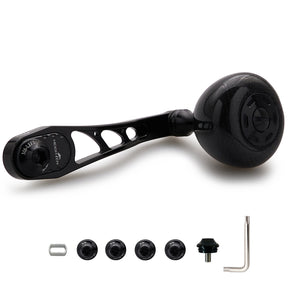 HEIGHTEN 65/75mm可変 リール ハンドル 36mm カーボン製 ハンドルノブ 搭載 シマノ(SHIMANO) ダイワ(DAIWA) アブ(Abu) ベイトリール 通用 Arch Carbon Series