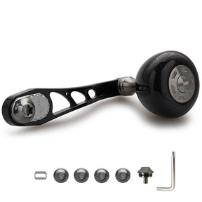 HEIGHTEN 65/75mm可変 リール ハンドル 36mm カーボン製 ハンドルノブ 搭載 シマノ(SHIMANO) ダイワ(DAIWA) アブ(Abu) ベイトリール 通用 Arch Carbon Series