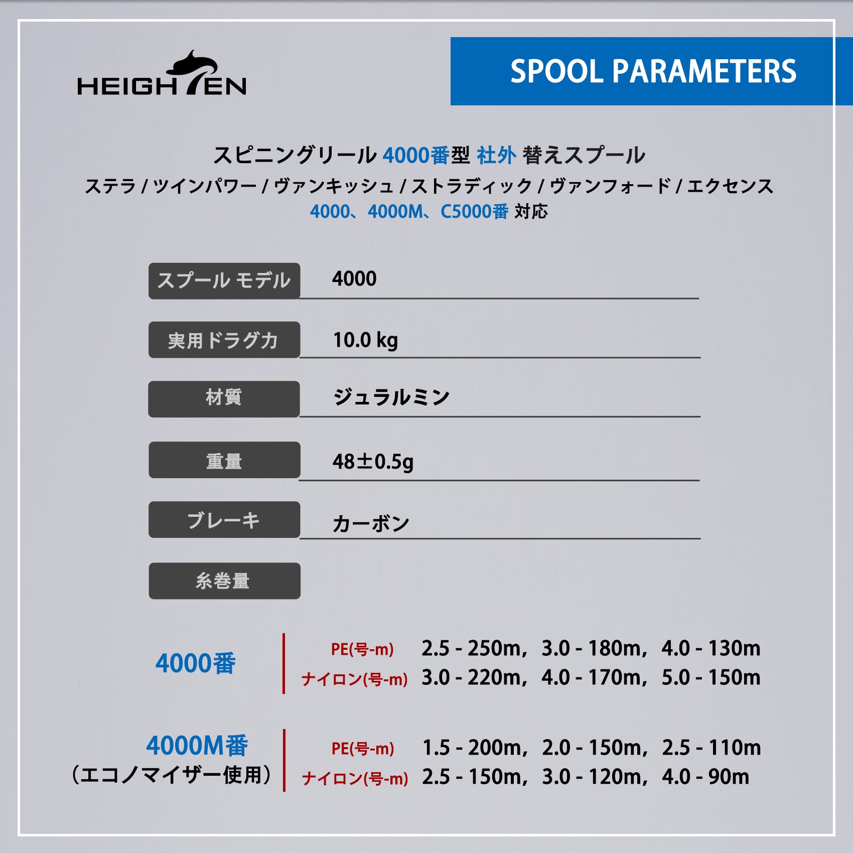 HEIGHTEN リール スプール 4000 替えスプール 4000番から5000番対応