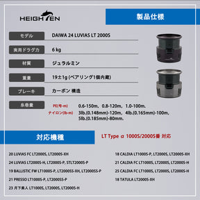HEIGHTEN リール スプール ダイワ (DAIWA) LT Type α 2000S 替えスプール 1000S / 2000S 対応 20 24 LUVIAS / 18 23 TATULA / 18 21 25 CALDIA / 23 月下美人 / 21 PRESSO / 19 BALLISTIC 対応