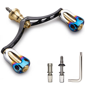 HEIGHTEN 98mm リール ハンドル 22mm 焼き色ノブ 搭載 シマノ ダイワ 通用 スピニングリール用 Aurora Series