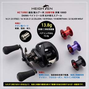 HEIGHTEN リール スプール 遠投 / 重ルアー用 MZ 2段階可動  深溝 1000 ダイワ(DAIWA) ベイトリール 替えスプール ベアリング付き スティーズ/ジリオン/リョウガ/モアザン/シルバーウルフ/TD-Z